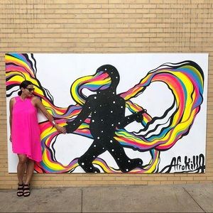 Rachel Roy asymmetrical fuchsia dress. Medium.